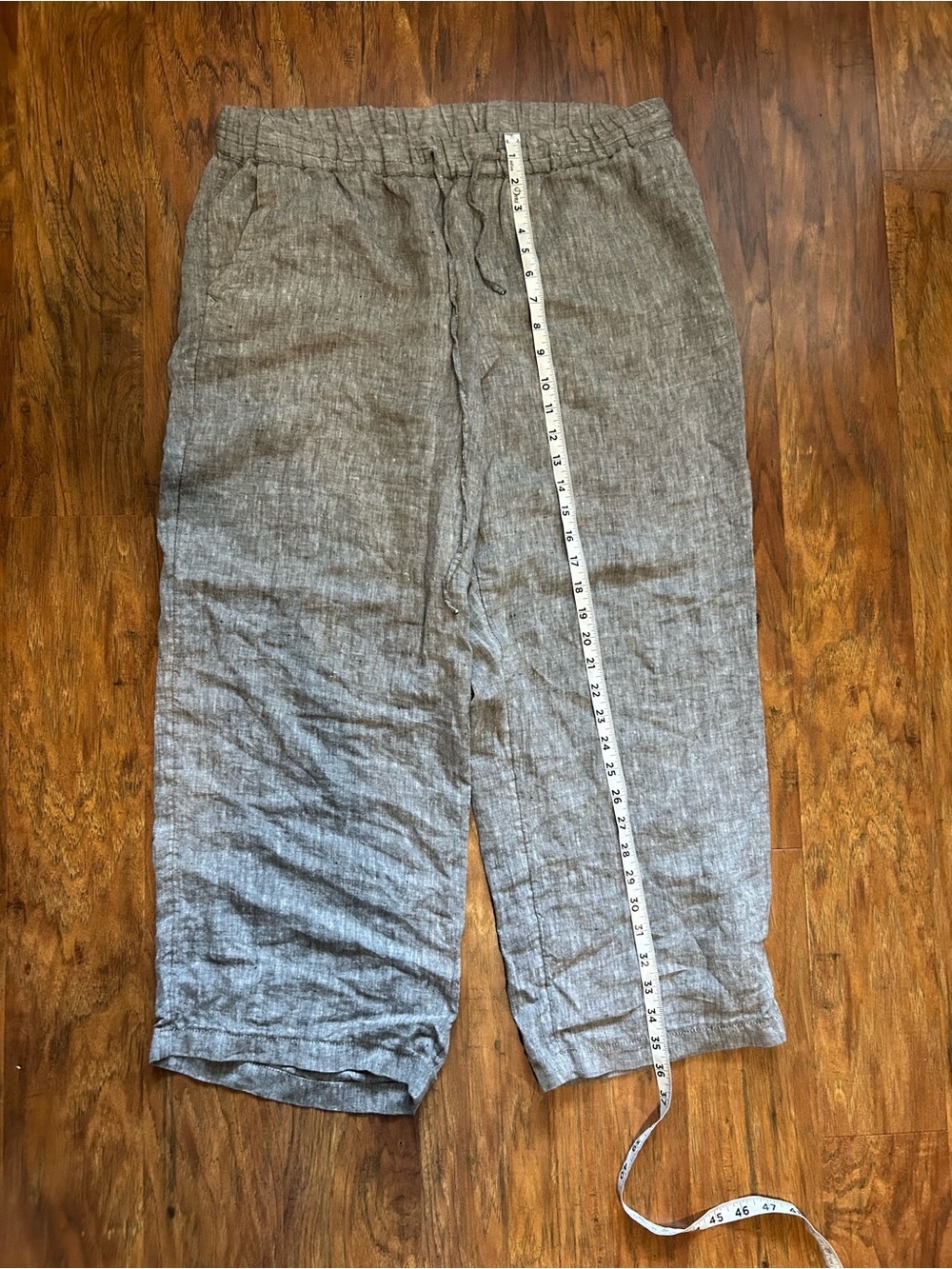 Wide Leg Linen Drawstring Pants Natural Fabric Breathable Summer Scandi - Picture 4 of 6